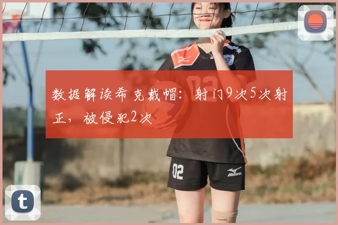 数据解读希克戴帽：射门9次5次射正，被侵犯2次
